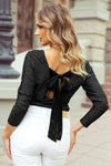 Explore More Collection - Bowknot V-Neck Long Sleeve Blouse