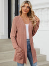 Explore More Collection - Pocketed Open Front Long Sleeve Cardigan