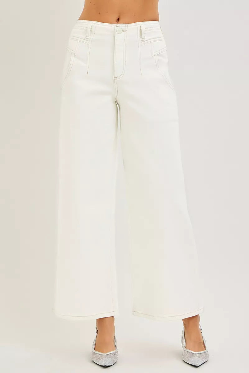 RISEN High Rise Ankle Wide Pants