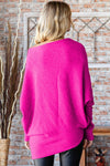 Explore More Collection - First Love Full Size Asymmetrical Hem Dolman Sleeve Sweater