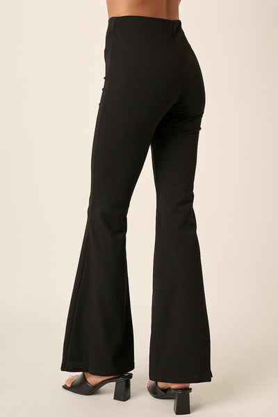 Explore More Collection - Mittoshop Crepe Knit Elastic Waist Flare Leg Pants