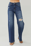 Explore More Collection - RISEN Full Size High Rise Distressed Wide Leg Jeans