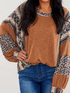 Explore More Collection - Leopard Round Neck Long Sleeve Sweatshirt