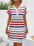 Explore More Collection - Striped V-Neck Short Sleeve Dress