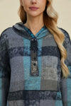 Explore More Collection - Double Take Full Size Plaid Dropped Shoulder Hoodie