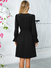 Explore More Collection - Ruffled V-Neck Flounce Sleeve Dress