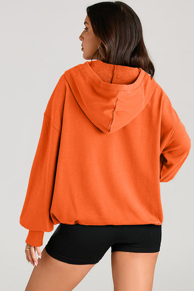 Explore More Collection - Pocketed Half Zip Long Sleeve Hoodie