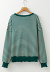 Explore More Collection - LUCKY Striped Round Neck Long Sleeve Sweatshirt