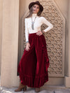 Explore More Collection - Slit Ruffled Wide Leg Pants