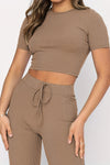 Explore More Collection - Round Neck Short Sleeve Top and Pants Set