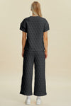 Explore More Collection - Double Take Full Size Texture Round Neck Short Sleeve Top and Pants Set