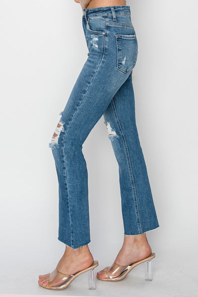 Explore More Collection - RISEN High Rise Distressed Ankle Jeans