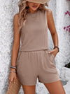 Explore More Collection - Round Neck Sleeveless Top and Shorts Set