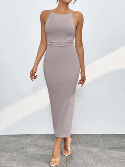 Explore More Collection - Round Neck Wrap Midi Cami Dress