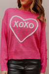 Explore More Collection - XOXO Round Neck Drop Shoulder Sweater