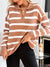 Explore More Collection - Many Striped Johnny Collar Long Sleeve Sweater