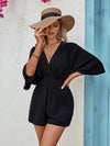 Explore More Collection - Cutout Surplice Half Sleeve Romper