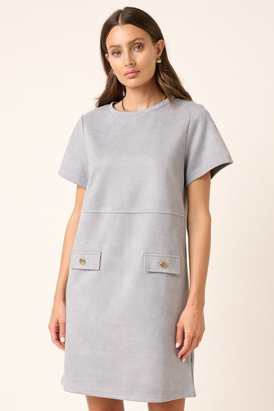 Explore More Collection - Mittoshop Suede Short Sleeve Mini Dress