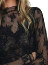 Explore More Collection - Lace Mock Neck Long Sleeve Blouse