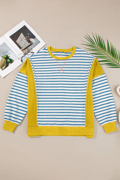 Explore More Collection - Striped Round Neck Long Sleeve Sweatshirt