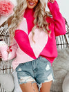 Explore More Collection - Valentine's Day Heart Turtleneck Cold Shoulder Sweater