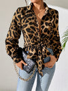 Explore More Collection - Leopard Collared Neck Long Sleeve Shirt