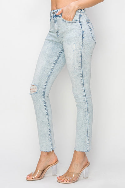 Explore More Collection - Risen Full Size High Rise Distressed Skinny Jeans