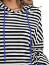 Explore More Collection - Drawstring Striped Long Sleeve Hoodie