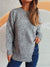 Explore More Collection - Slit Pearl Trim Round Neck Long Sleeve Sweater