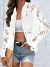 Explore More Collection - Sheer Lace Zip Up Long Sleeve Jacket