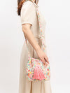 Explore More Collection - Drawstring Tassel Geometric Shoulder Bag