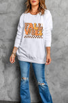 Explore More Collection - Letter Graphic Round Neck Long Sleeve Sweatshirt