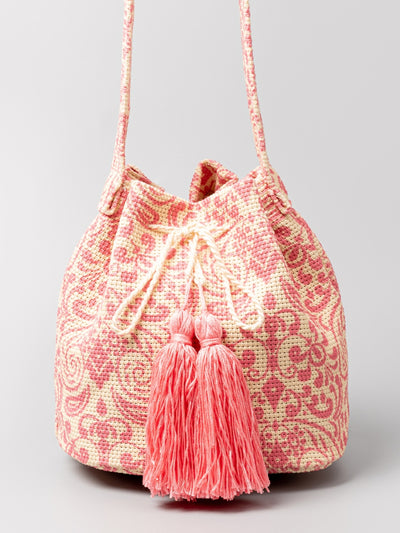 Explore More Collection - Drawstring Tassel Geometric Shoulder Bag