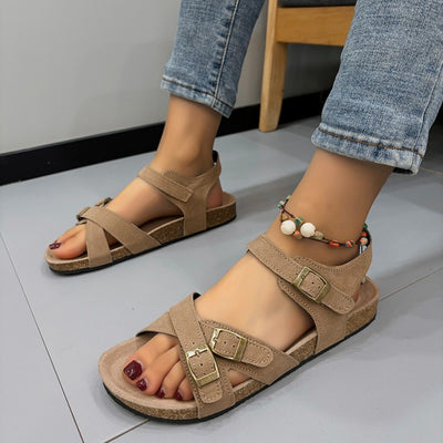 Explore More Collection - Open Toe Flat Buckle Sandals