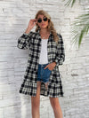 Explore More Collection - Ruffle Hem Plaid Button Down Long Sleeve Dress