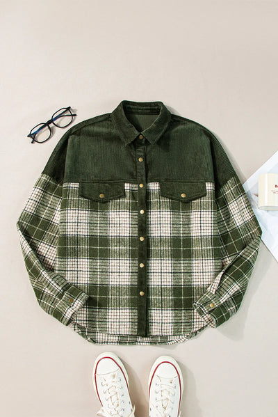 Explore More Collection - Plaid Button Up Long Sleeve Jacket