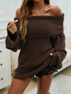 Explore More Collection - Off-Shoulder Extra-Long Sleeve Sweater