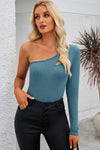 Explore More Collection - Cutout One Shoulder Long Sleeve Bodysuit