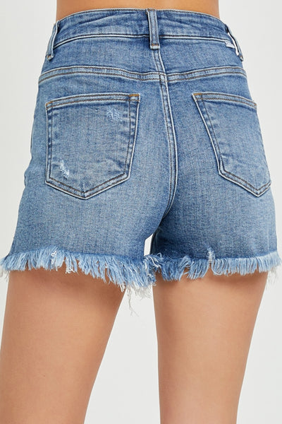 Explore More Collection - RISEN Full Size High Rise Raw Hem Denim Shorts