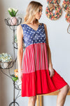 Explore More Collection - Heimish Full Size US Flag Theme Contrast Tank Dress