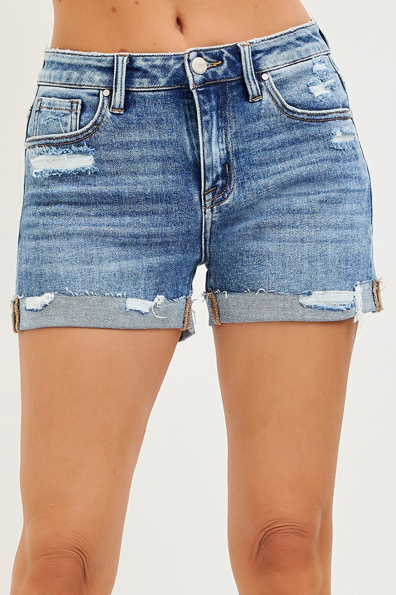 RISEN Mid Rise Cuffed Shorts