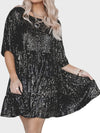 Explore More Collection - Full Size Sequin Round Neck Half Sleeve Mini Dress