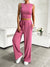 Explore More Collection - Mock Neck Sleeveless Top and Drawstring Pants Set