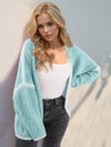 Explore More Collection - Double Take Contrast Open Front Dropped Shoulder Cardigan