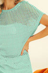 Explore More Collection - BiBi Openwork Short Sleeve Knit Cover Up