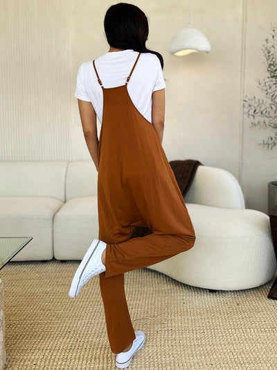 Explore More Collection - Double Take Full Size Sleeveless V-Neck Pocketed Jumpsuit