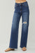 Explore More Collection - RISEN Full Size High Rise Distressed Wide Leg Jeans