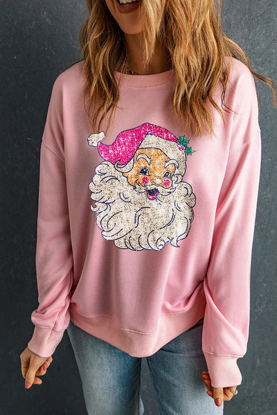 Explore More Collection - Santa Round Neck Long Sleeve Sweatshirt