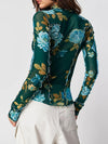 Explore More Collection - Floral Mock Neck Long Sleeve Top