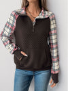 Explore More Collection - Plaid Half Zip Long Sleeve Sweatshirt